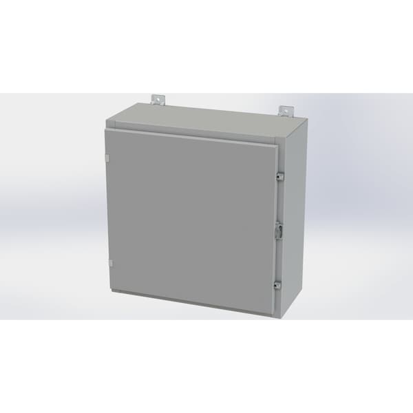 Clamps with Padlock Hasp Electrical Enclosures, 24 in H, 10 in D, 24 in W, NEMA 4, Carbon Steel